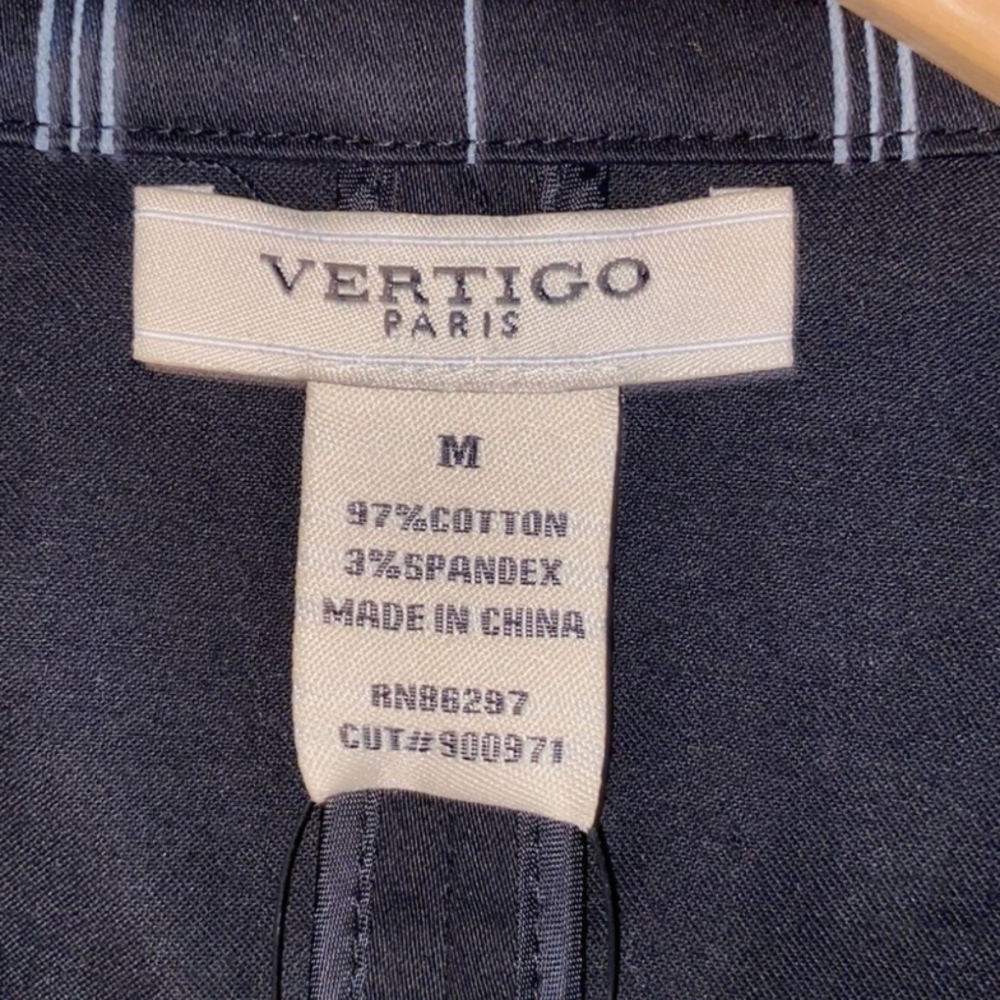 Vertigo Paris Black with White Stripes Mid Length Trench Coat Womens Size Med - Picture 5 of 8